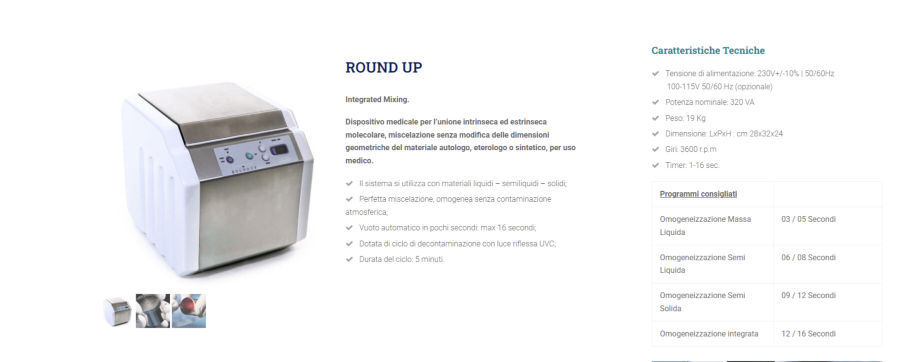 Round Up, omogenizzatore Devamed e scheda tecnica